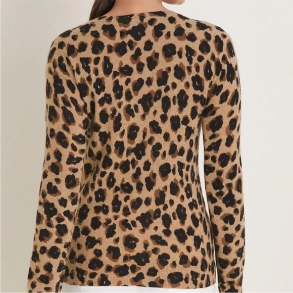 NWT CYNTHIA ROWLEY Cashmere Sweater Leopard Animal Print Size Small Black Tan - Picture 3 of 6
